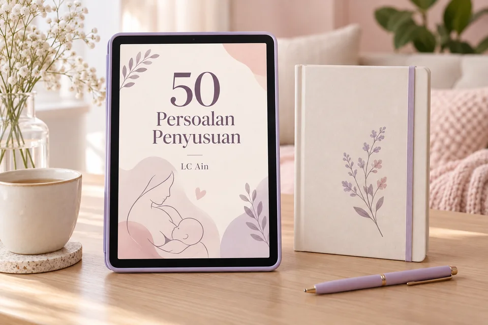 50 Persoalan & Jawapan Penyusuan Susu Ibu — Visual ilustrasi AI Milkijoy