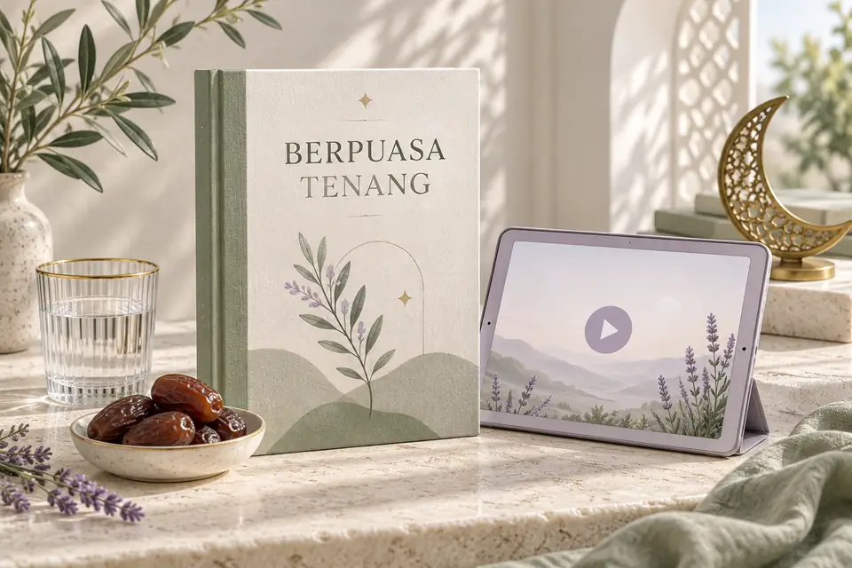 Kelas Berpuasa Tenang (Recording) — Visual ilustrasi AI Milkijoy