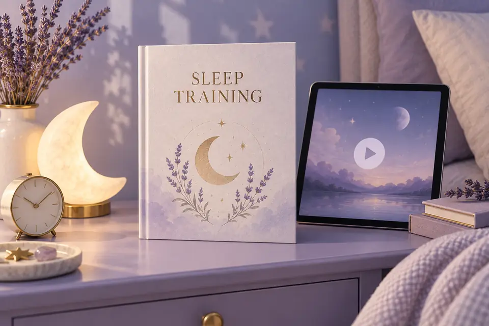 Kelas Asas Sleep Training Bayi 4 Bulan Ke Atas (Recording) — Visual ilustrasi AI Milkijoy